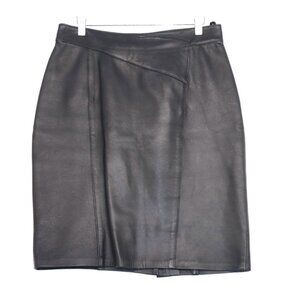 Vintage Cassidy Leather Fashions Womens Black Leather Skirt Size 14 USA Goth